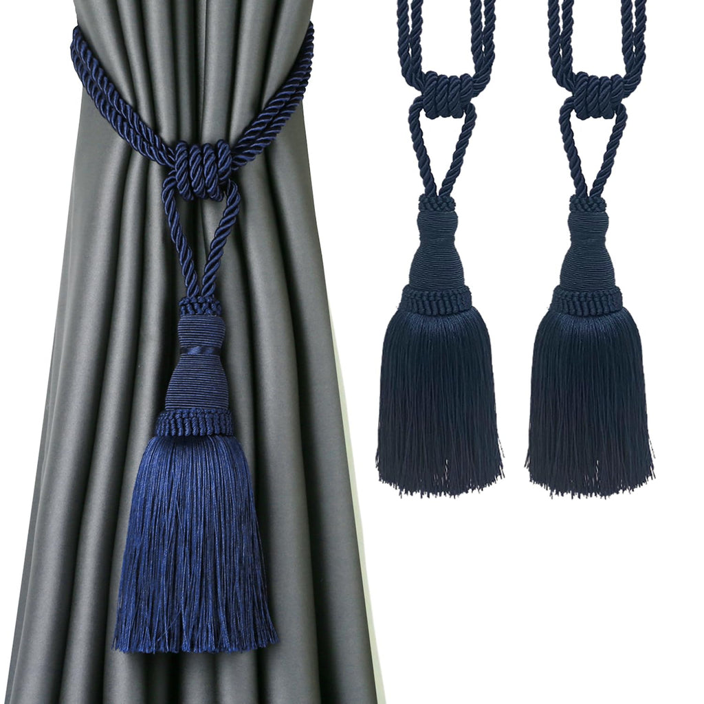 BEL AVENIR 2 Pack Curtain Tiebacks Tassel Drapery Tie-Backs Rope Handmade Holdbacks Home Office Hotel Decorative (Gold, 4 Pack)
