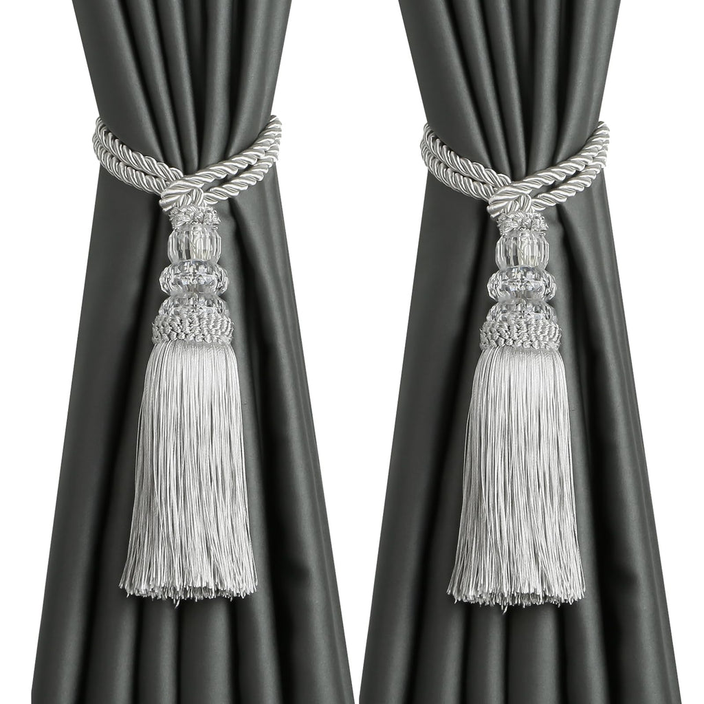 6 Pack Curtain Tiebacks with Tassel, Outdoor Elegant Decorative Curtain Holdback,Modern Rope Window Curtain Ties Backs for Draperies (6, Gold)