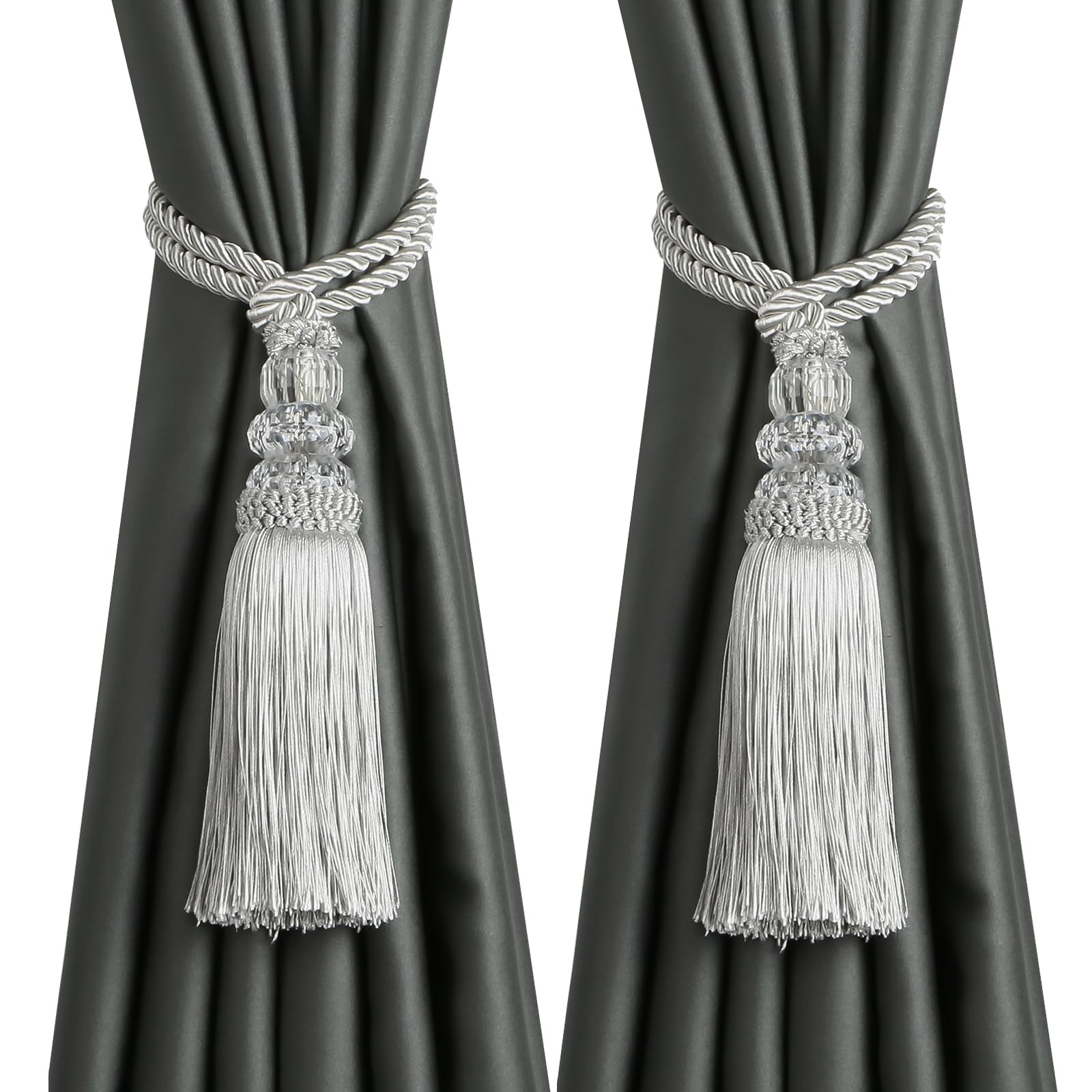 6 Pack Curtain Tiebacks with Tassel, Outdoor Elegant Decorative Curtain Holdback,Modern Rope Window Curtain Ties Backs for Draperies (6, Gold)