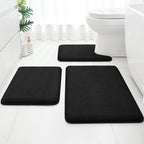 HOMEIDEAS Upgraded Bathroom Rugs Set 3 Piece, Extra Thick Absorbent Soft Memory Foam, Washable Toilet Bath Mat (Grey,17"x24"+20"x32"+U Shape 20"x24")