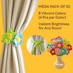 32 Pcs Plush Flower Curtain Tiebacks, Bendable Stem Outdoor Tiebacks, Sunflower Flower Tiebacks for Bedroom Curtains, Outdoor Curtain Tiebacks, Suitable for Bedroom Curtain Decoration