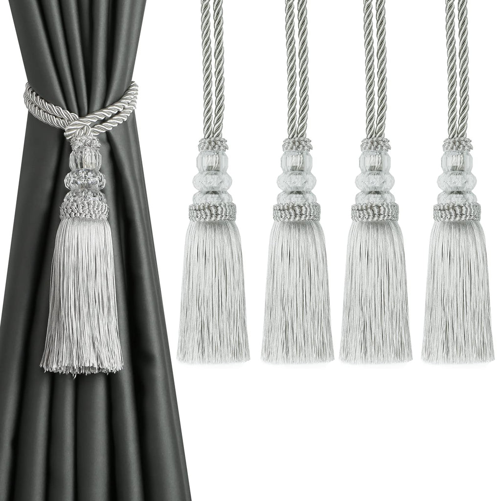 6 Pack Curtain Tiebacks with Tassel, Outdoor Elegant Decorative Curtain Holdback,Modern Rope Window Curtain Ties Backs for Draperies (6, Gold)