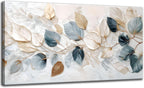 Large Living Eucalyptus Leaf Canvas Wall Art Teal White Botanical Abstract Decor painting Pictures Modern Nordic Plant Flowers Posters Prints for Bathroom Bedroom Office Hallway Home Decoration