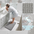 Yimobra Memory Foam Bath Mat Set 3 Pieces- Super Soft Absorbent Quick Dry Bathroom Rug Sets, Machine Washable Non Slip Floor Carpet for Tub Shower, Vanity & Toilet Base, Gray