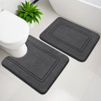 YIHOUSE Memory Foam Bath Mat Set, Bathroom Rugs Sets 3 Pieces, Non Slip Bath Mats for Bathroom, Super Soft and Water Absorbent Bath Rug Set, Machine Washable U Shape Toilet Rug,Beige