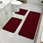 Black Memory Foam Bath Rug 3 Piece Set, Soft Absorbent Non-Slip & Washable