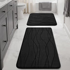 YIHOUSE Memory Foam Grey Bathroom Rug Sets 5 Piece, Ultra Absorbent Bath Mat for Bathroom - Non-Slip Machine Washable & Dry Quickly, 5 Piece Bathroom Mat Set, Dark Grey