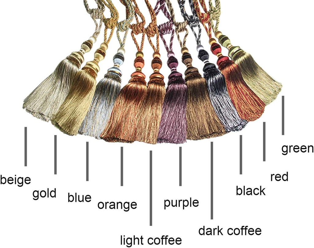 2Pcs Curtain Tiebacks Tassel Tie-Backs, Elegant Curtain Tie Backs Holdbacks for Decor-Light Coffee