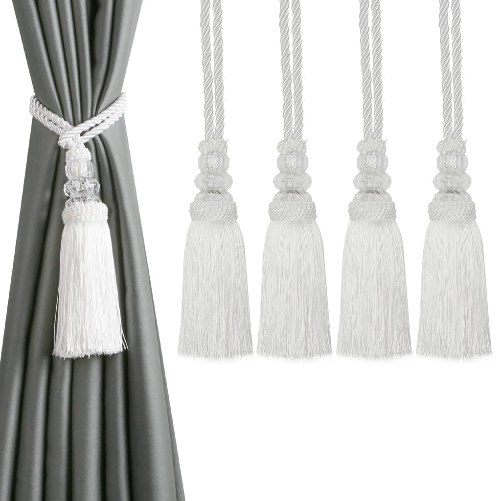 6 Pack Curtain Tiebacks with Tassel, Outdoor Elegant Decorative Curtain Holdback,Modern Rope Window Curtain Ties Backs for Draperies (6, Gold)
