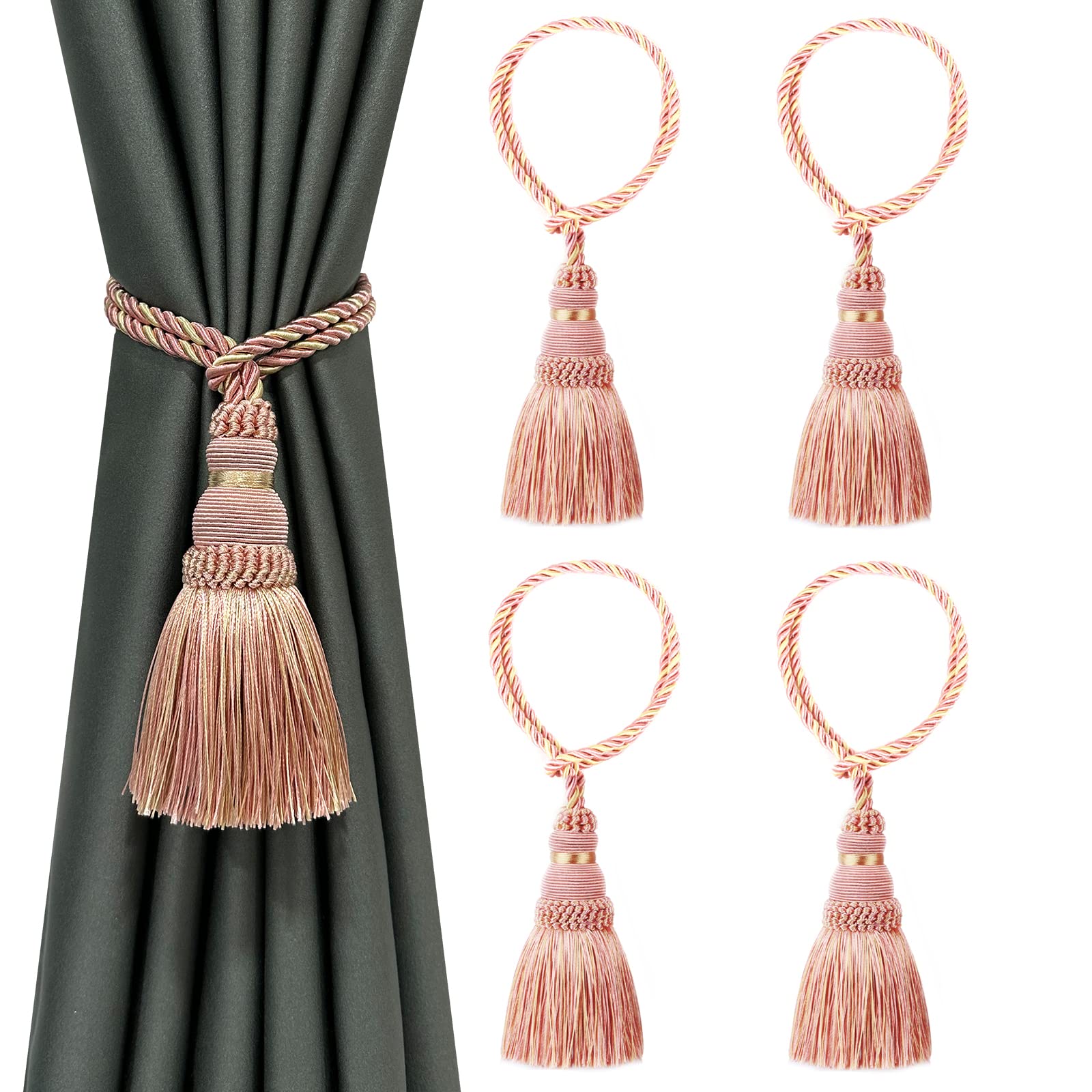 6 Pack Curtain Tie Backs Rope Tassels for Curtains Drape tiebacks Handmade Outdoor Home and Outdoor Decorative (Mix Blue, 6p)