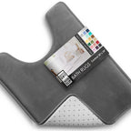 Clara Clark 3 Piece Bathroom Rugs Bath Mat Set, Velvet Memory Foam Bath Mats for Bathroom - Non-Slip, PVC Backing Bath Rugs, Washable - Dries Quickly, Grey