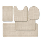 Bathroom Rug Set 5 Piece - Memory Foam Bathroom Mat Set, Soft and Comfortable, Non-Slip Thick Absorbent Bath Mats, Machine Washable, Beige