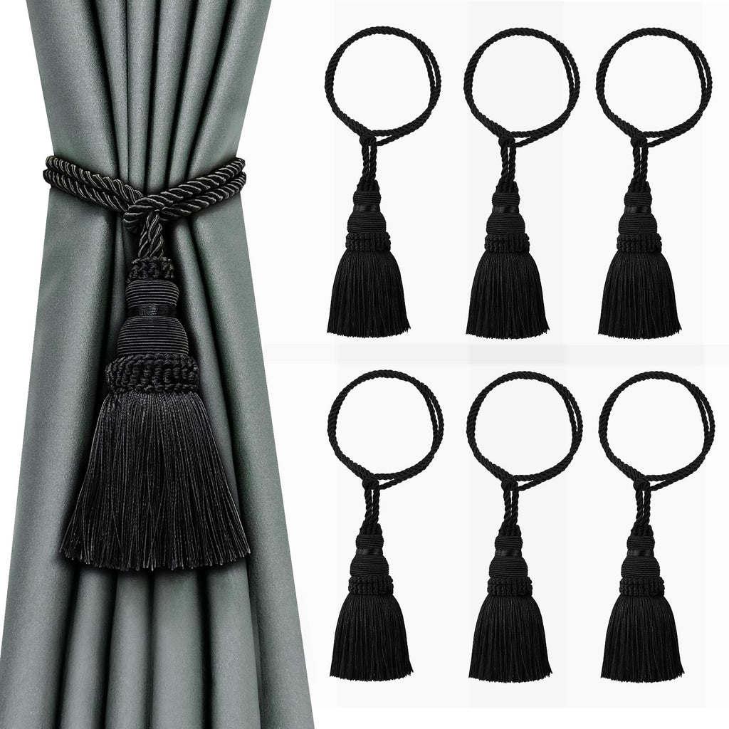 6 Pack Curtain Tie Backs Rope Tassels for Curtains Drape tiebacks Handmade Outdoor Home and Outdoor Decorative (Mix Blue, 6p)