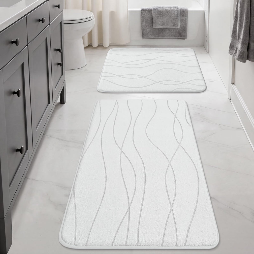 YIHOUSE Memory Foam Grey Bathroom Rug Sets 5 Piece, Ultra Absorbent Bath Mat for Bathroom - Non-Slip Machine Washable & Dry Quickly, 5 Piece Bathroom Mat Set, Dark Grey