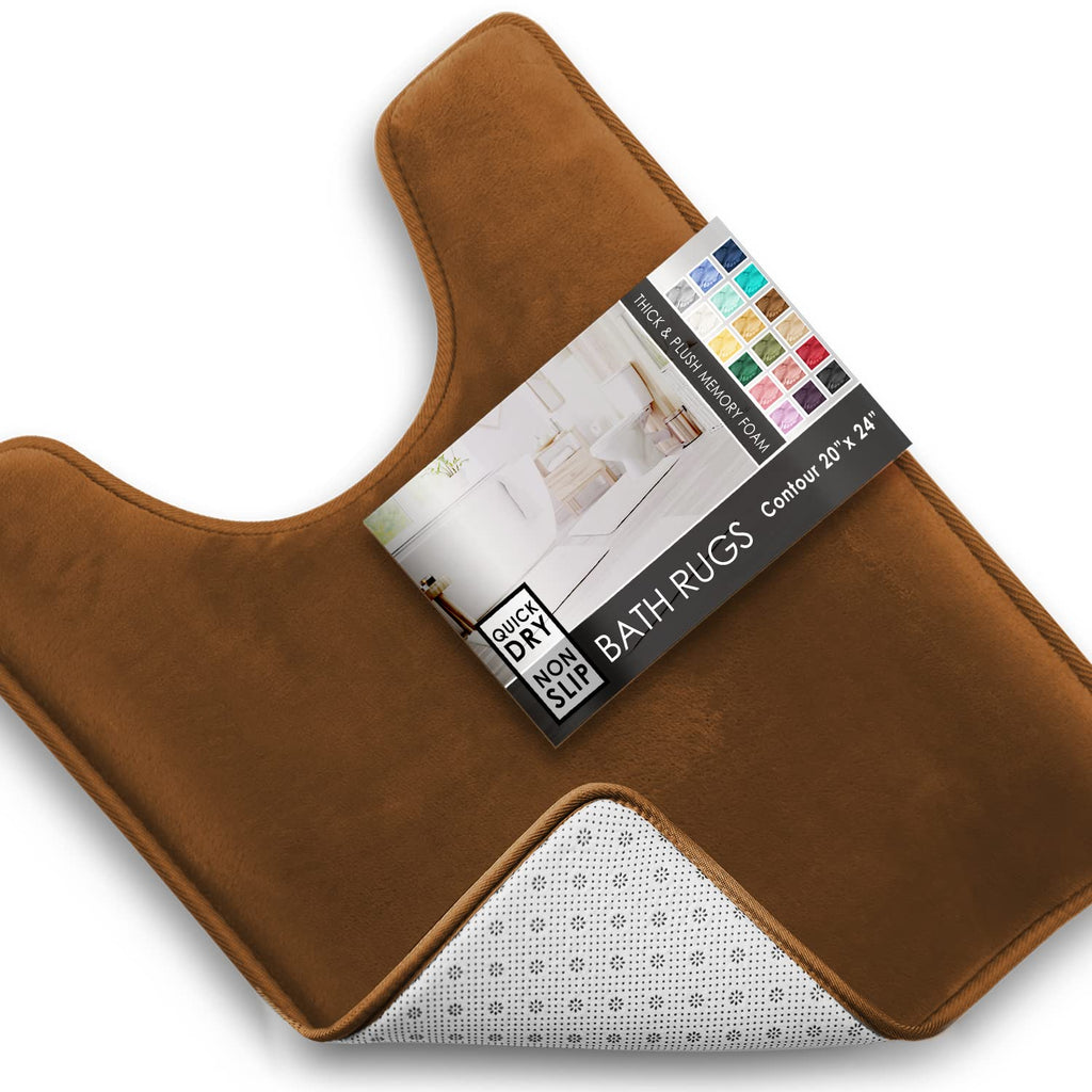 Clara Clark 3 Piece Bathroom Rugs Bath Mat Set, Velvet Memory Foam Bath Mats for Bathroom - Non-Slip, PVC Backing Bath Rugs, Washable - Dries Quickly, Grey