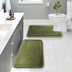 Clara Clark 3 Piece Bathroom Rugs Bath Mat Set, Velvet Memory Foam Bath Mats for Bathroom - Non-Slip, PVC Backing Bath Rugs, Washable - Dries Quickly, Grey