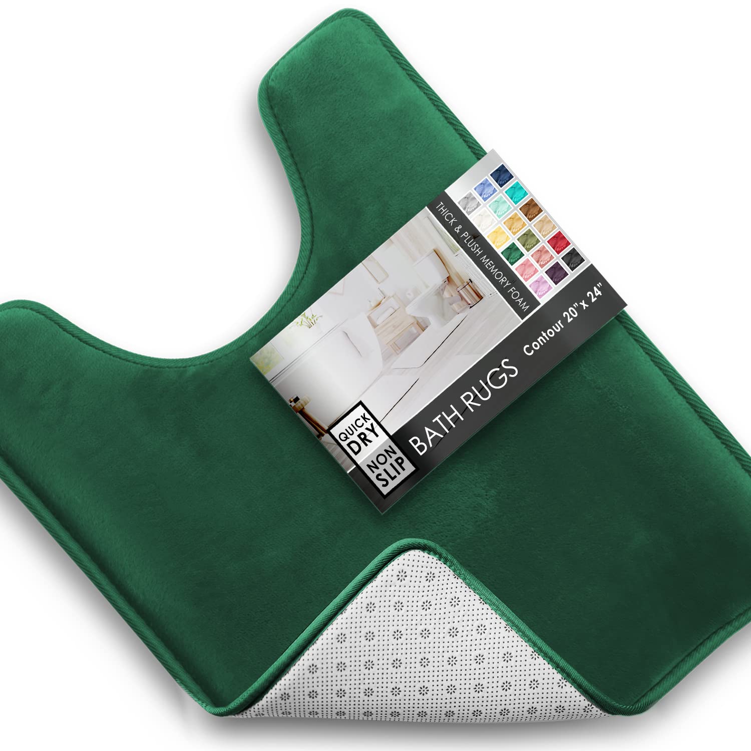 Clara Clark 3 Piece Bathroom Rugs Bath Mat Set, Velvet Memory Foam Bath Mats for Bathroom - Non-Slip, PVC Backing Bath Rugs, Washable - Dries Quickly, Grey