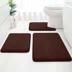 HOMEIDEAS Upgraded Bathroom Rugs Set 3 Piece, Extra Thick Absorbent Soft Memory Foam, Washable Toilet Bath Mat (Grey,17"x24"+20"x32"+U Shape 20"x24")