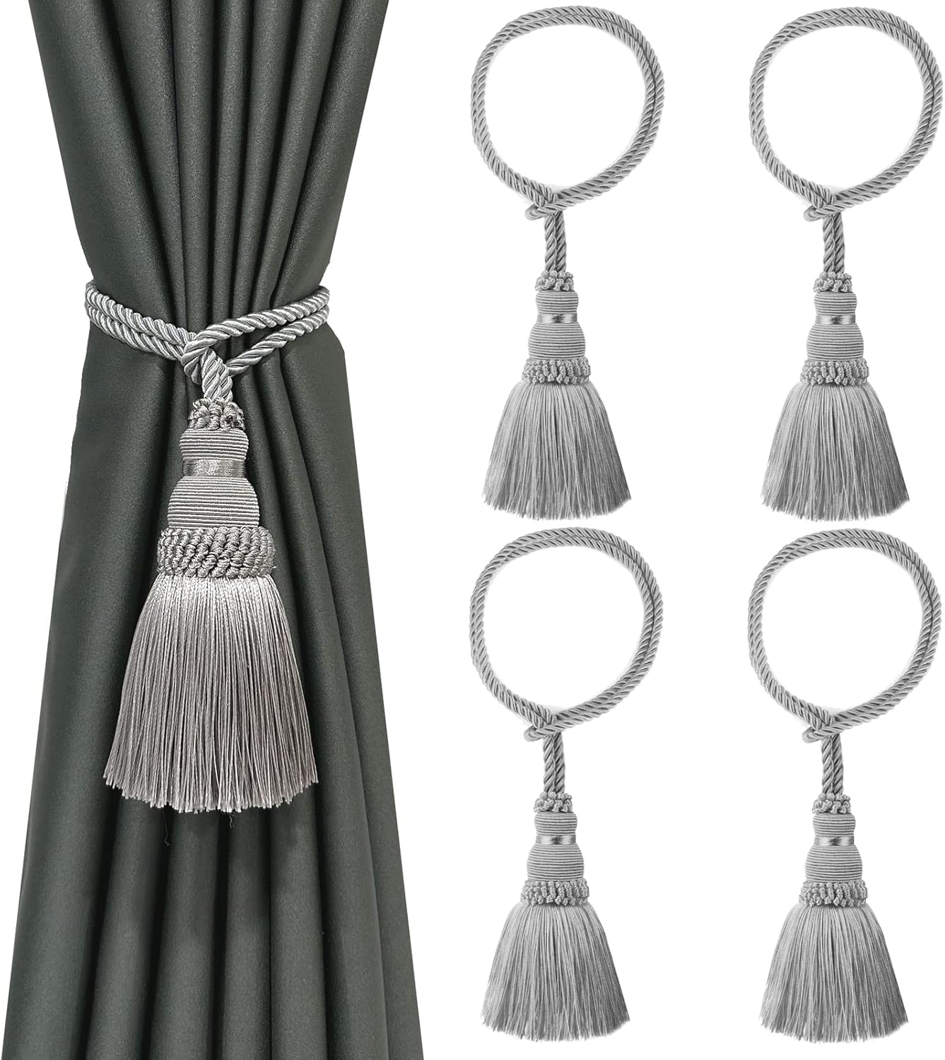 6 Pack Curtain Tie Backs Rope Tassels for Curtains Drape tiebacks Handmade Outdoor Home and Outdoor Decorative (Mix Blue, 6p)
