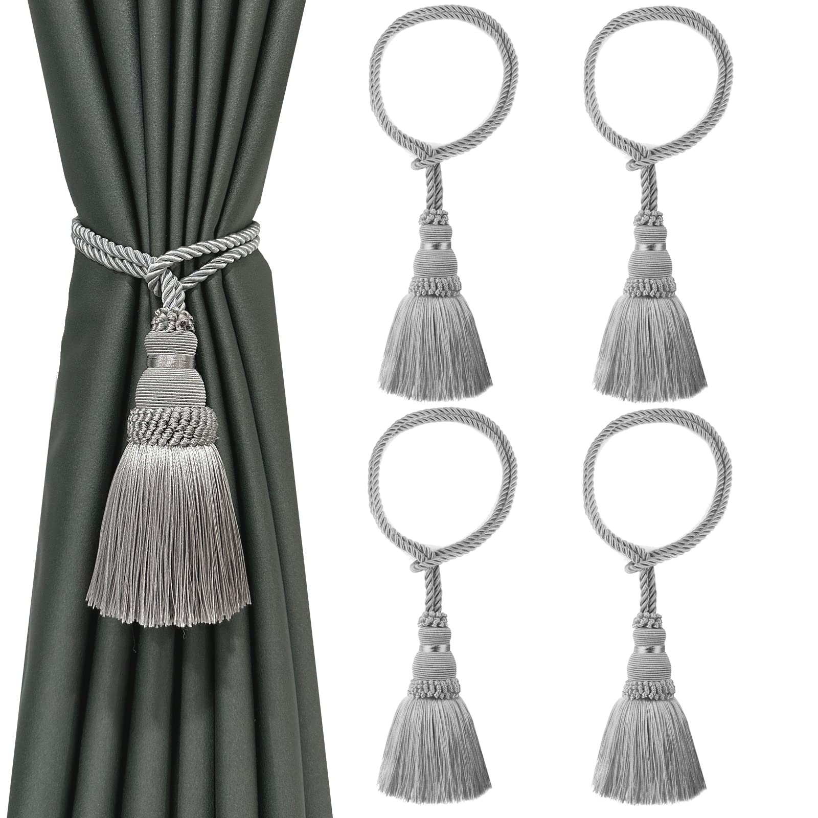 6 Pack Curtain Tie Backs Rope Tassels for Curtains Drape tiebacks Handmade Outdoor Home and Outdoor Decorative (Mix Blue, 6p)
