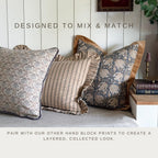 Palm & Loom 100% Cotton Linen Cushion Cover - Aira Decorative Throw Pillow Case with Camel & Blue print with flange - Modern Traditional Living Room, Bedroom Pillow Cover (Tana, 20" x 20" (Pack of 1))