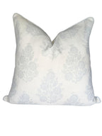 Jillien Harbor “The Naples” Floral Block Print Pillow Cover – Grey and White Blue Decorative Throw Pillow Cover – Grandmillennial Home Decor, 20" x 20"