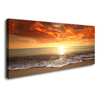 Baisuart S02250 Canvas Prints Wall Art Beach Sunset Ocean Waves Nature Pictures Stretched Canvas Wooden Framed for living Room Bedroom and Office
