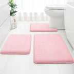 HOMEIDEAS Upgraded Bathroom Rugs Set 3 Piece, Extra Thick Absorbent Soft Memory Foam, Washable Toilet Bath Mat (Grey,17"x24"+20"x32"+U Shape 20"x24")