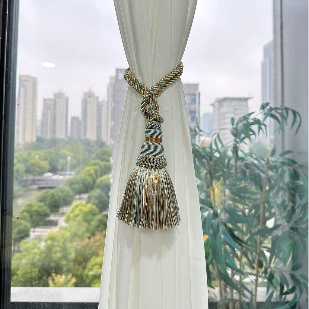 6 Pack Curtain Tie Backs Rope Tassels for Curtains Drape tiebacks Handmade Outdoor Home and Outdoor Decorative (Mix Blue, 6p)