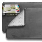 Clara Clark 3 Piece Bathroom Rugs Bath Mat Set, Velvet Memory Foam Bath Mats for Bathroom - Non-Slip, PVC Backing Bath Rugs, Washable - Dries Quickly, Grey