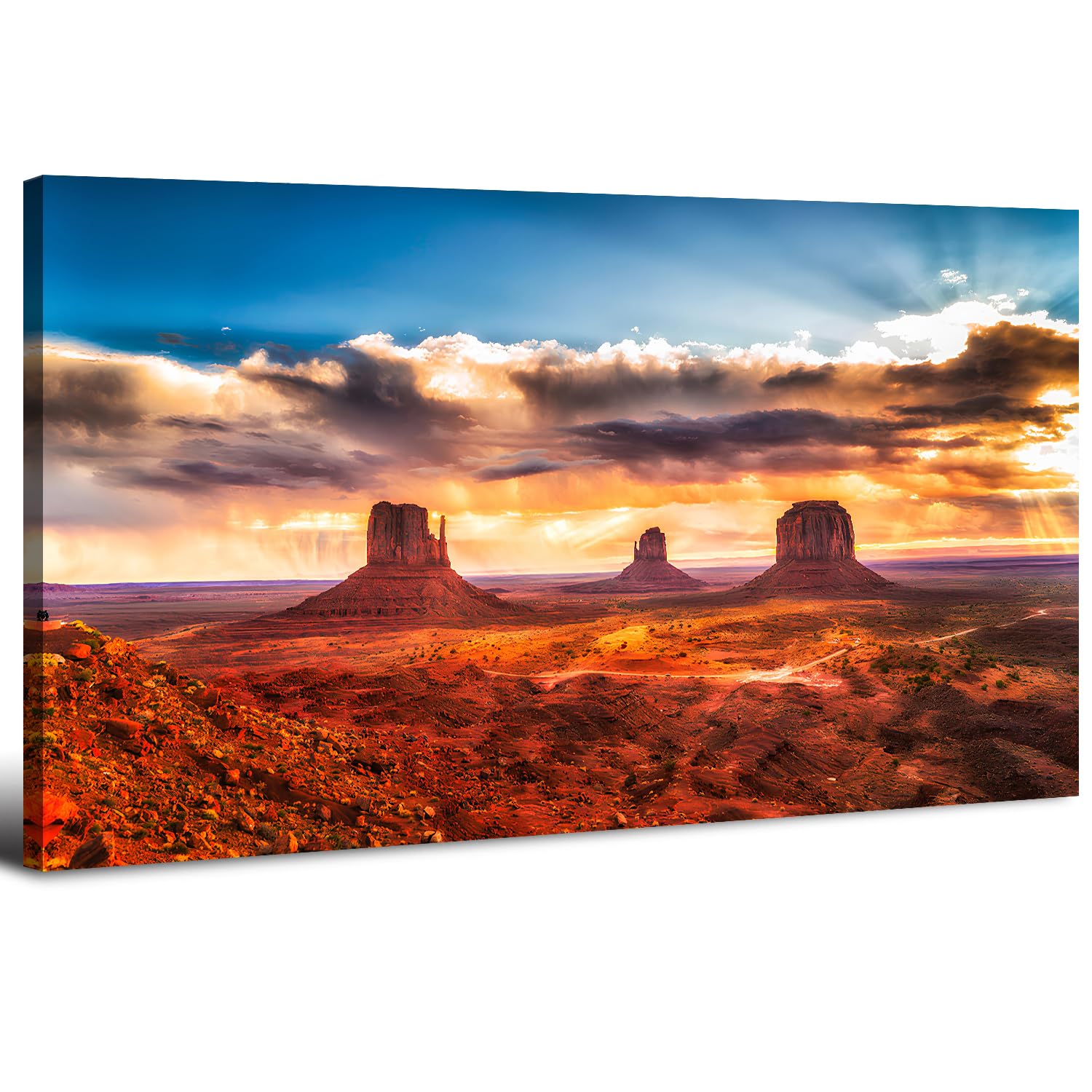 Sunset Mountain Wall Art for Living Room Nature Grand Teton Landscape Canvas Wall Decor National Park Wall Art Oxbow Bend Snake River Scenery Wyoming Painting Artwork Office Home Decoration 20x40"