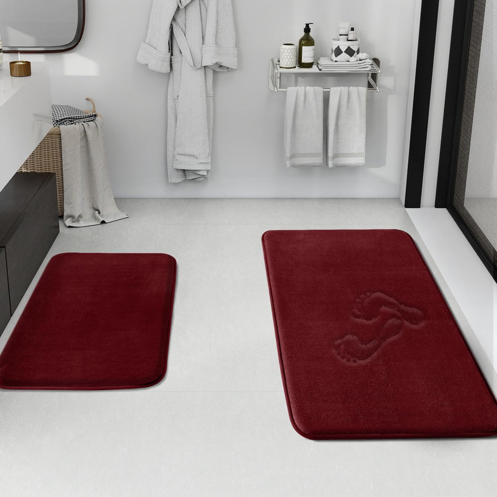 HUXMEYSON Bathroom Rugs Sets 3 Piece, Non-Slip & Quick Dry Bath Mat Set, Ultra Soft Velvet Bath Rugs for Bathroom, Toilet and Shower Floor, Grey Green