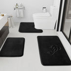HUXMEYSON Bathroom Rugs Sets 3 Piece, Non-Slip & Quick Dry Bath Mat Set, Ultra Soft Velvet Bath Rugs for Bathroom, Toilet and Shower Floor, Grey Green
