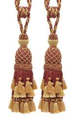 DÉCOPRO Lavish Large Curtain & Drapery, Hand Crafted Tassel Tieback, Tassel Length 11" (27.5cm), 34" (86cm) # TBIL1, Nautical Gold #1152 (Light Gold, Yellow Gold, Navy Blue) Set of 4