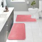 Clara Clark 3 Piece Bathroom Rugs Bath Mat Set, Velvet Memory Foam Bath Mats for Bathroom - Non-Slip, PVC Backing Bath Rugs, Washable - Dries Quickly, Grey