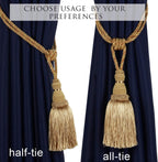 BEL AVENIR 2 Pack Curtain Tiebacks Tassel Drapery Tie-Backs Rope Handmade Holdbacks Home Office Hotel Decorative (Gold, 4 Pack)