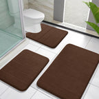 Yimobra Memory Foam Bath Mat Set 3 Pieces- Super Soft Absorbent Quick Dry Bathroom Rug Sets, Machine Washable Non Slip Floor Carpet for Tub Shower, Vanity & Toilet Base, Gray
