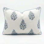 Jillien Harbor “The Camille” Floral Block Print Pillow Cover – Soft Blue and White Decorative Throw Pillow Cover – Grandmillennial Home Decor, 20" x 20"