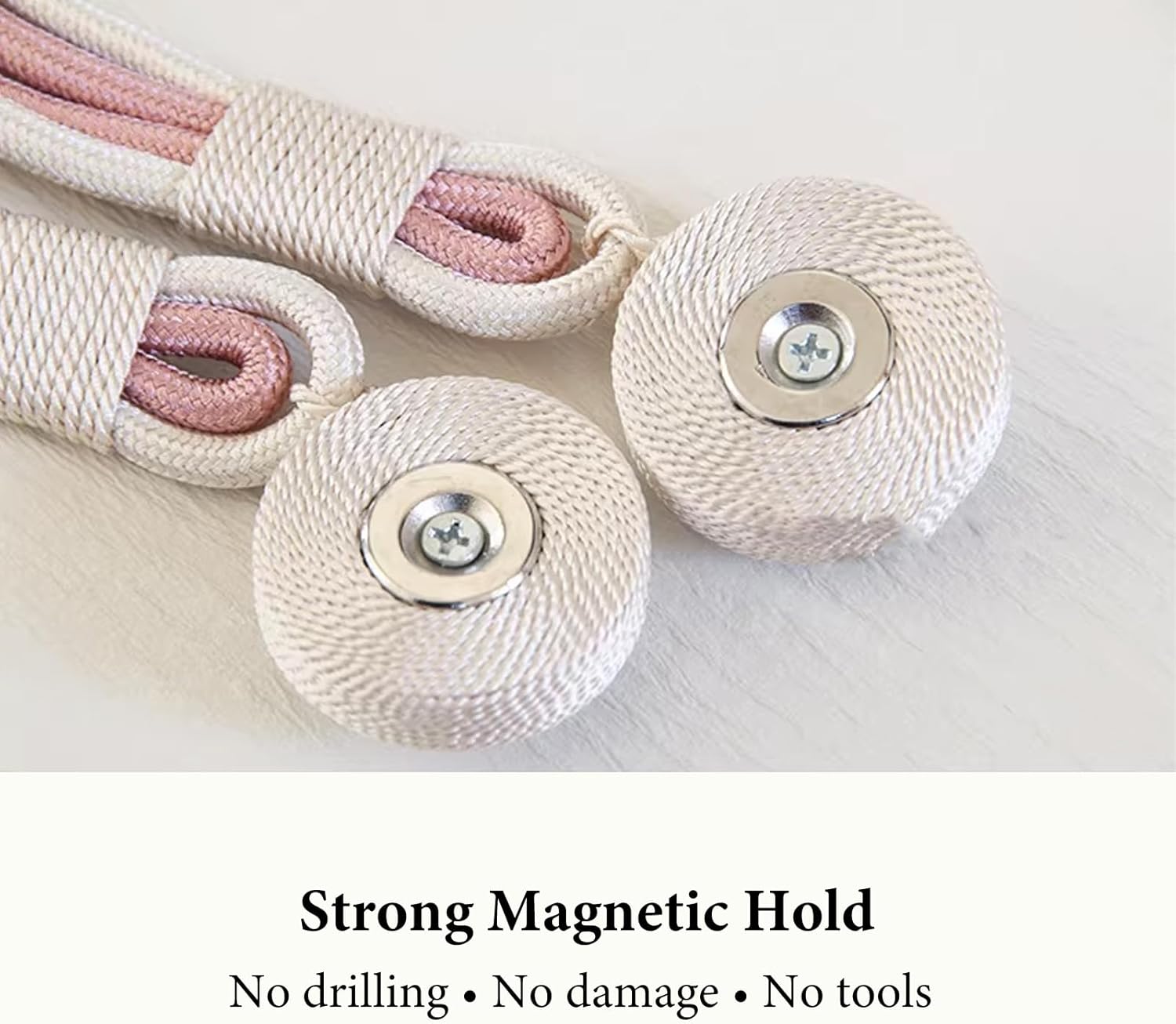 Magnetic Curtain Tiebacks Extra Long 22.4 Inches – Premium Velvet Rope with Strong Neodymium Magnets, No Drill Decorative Holdbacks for Heavy Curtains, Set of 2 (Champagne)