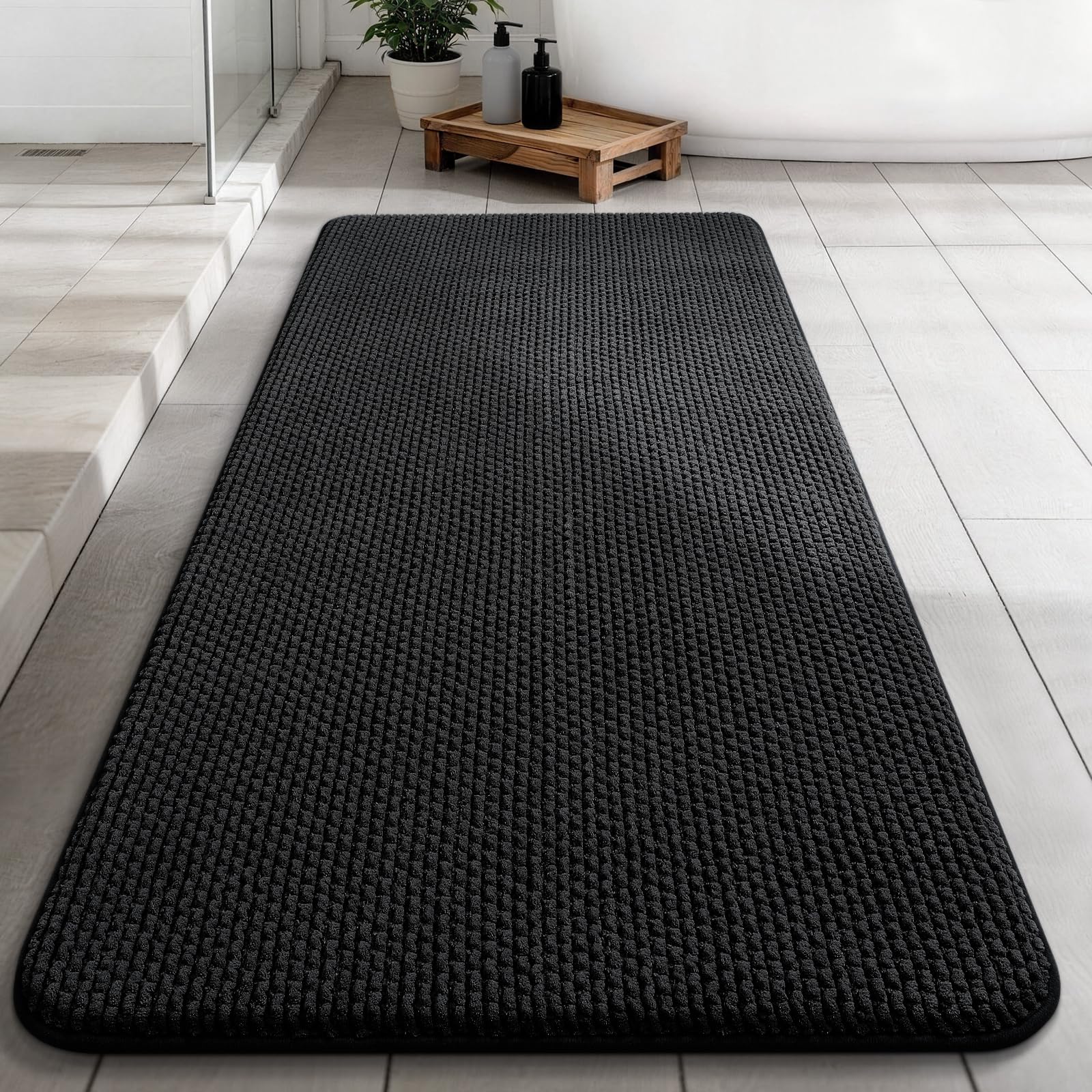YIHOUSE Bathroom Rugs Set 5 Piece, Extra Soft Absorbent Chenille Bath Mats & U-Shaped Contour Toilet Rug, Non Slip Machine Washable Bath Mat for Shower Tub Sink, Beige