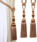 2Pcs Curtain Tiebacks Tassel Tie-Backs, Elegant Curtain Tie Backs Holdbacks for Decor-Light Coffee
