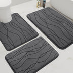 YIHOUSE Memory Foam Grey Bathroom Rug Sets 5 Piece, Ultra Absorbent Bath Mat for Bathroom - Non-Slip Machine Washable & Dry Quickly, 5 Piece Bathroom Mat Set, Dark Grey