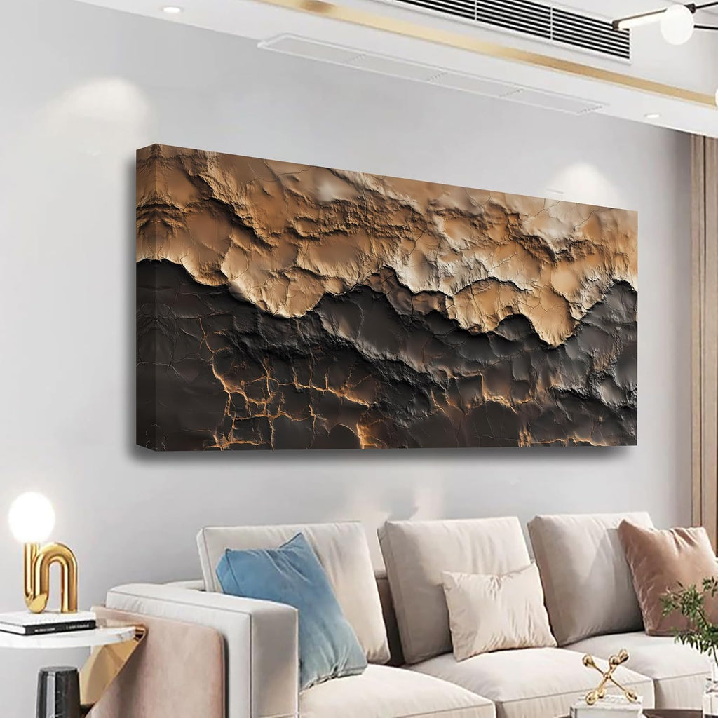 Earthy Texture Picture Print Canvas Wall Art Living Room Dining Room Office Study Bedroom Wall Decor Earthy Texture Landscape Abstract Wall Art Prints Modern Golden Brown Landscape Artwork - 20x40 in