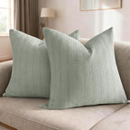 26x26 Pillow Covers Set of 2 Khaki Euro Shams Boho Decorative Throw Pillow Covers Cotton Large Square Pillowcase for Couch Bed