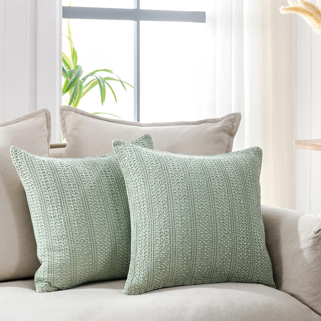 26x26 Pillow Covers Set of 2 Khaki Euro Shams Boho Decorative Throw Pillow Covers Cotton Large Square Pillowcase for Couch Bed