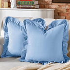 24×24" Ruffle Cotton Throw Pillow Covers, 2 Pack Beige