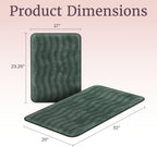 Lavish Home Bathroom Rug Set- 2-Piece Memory Foam Bath Mats-Wavy Microfiber Top-Non-Slip Absorbent Runner for Shower, Tub, Sink, or Kitchen (Green)