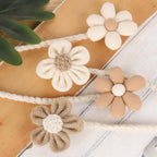 Meplait 6 Pack Flower Curtain Tiebacks Curtain Holdbacks, No Drill Boho Curtain Ties Handmade Cotton Linen Decorative Curtain Holders for Drapes (Beige & Khaki)