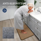 YIHOUSE Bathroom Rugs Set 5 Piece, Extra Soft Absorbent Chenille Bath Mats & U-Shaped Contour Toilet Rug, Non Slip Machine Washable Bath Mat for Shower Tub Sink, Beige