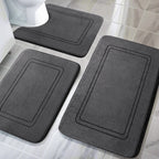 YIHOUSE Memory Foam Bath Mat Set, Bathroom Rugs Sets 3 Pieces, Non Slip Bath Mats for Bathroom, Super Soft and Water Absorbent Bath Rug Set, Machine Washable U Shape Toilet Rug,Beige